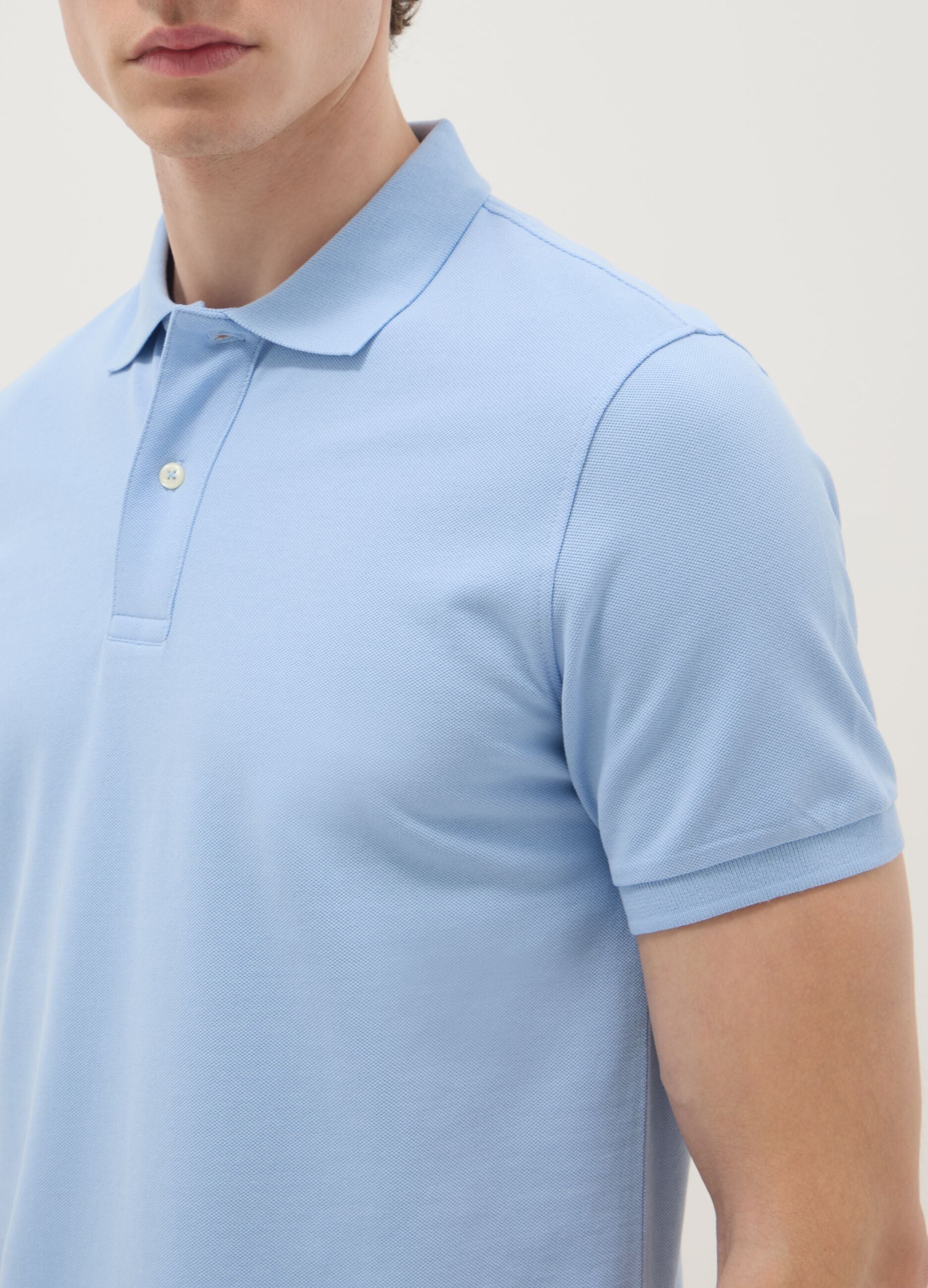 Sky Blue Short Sleeve Polo Shirt in Pure Cotton Regular Fit