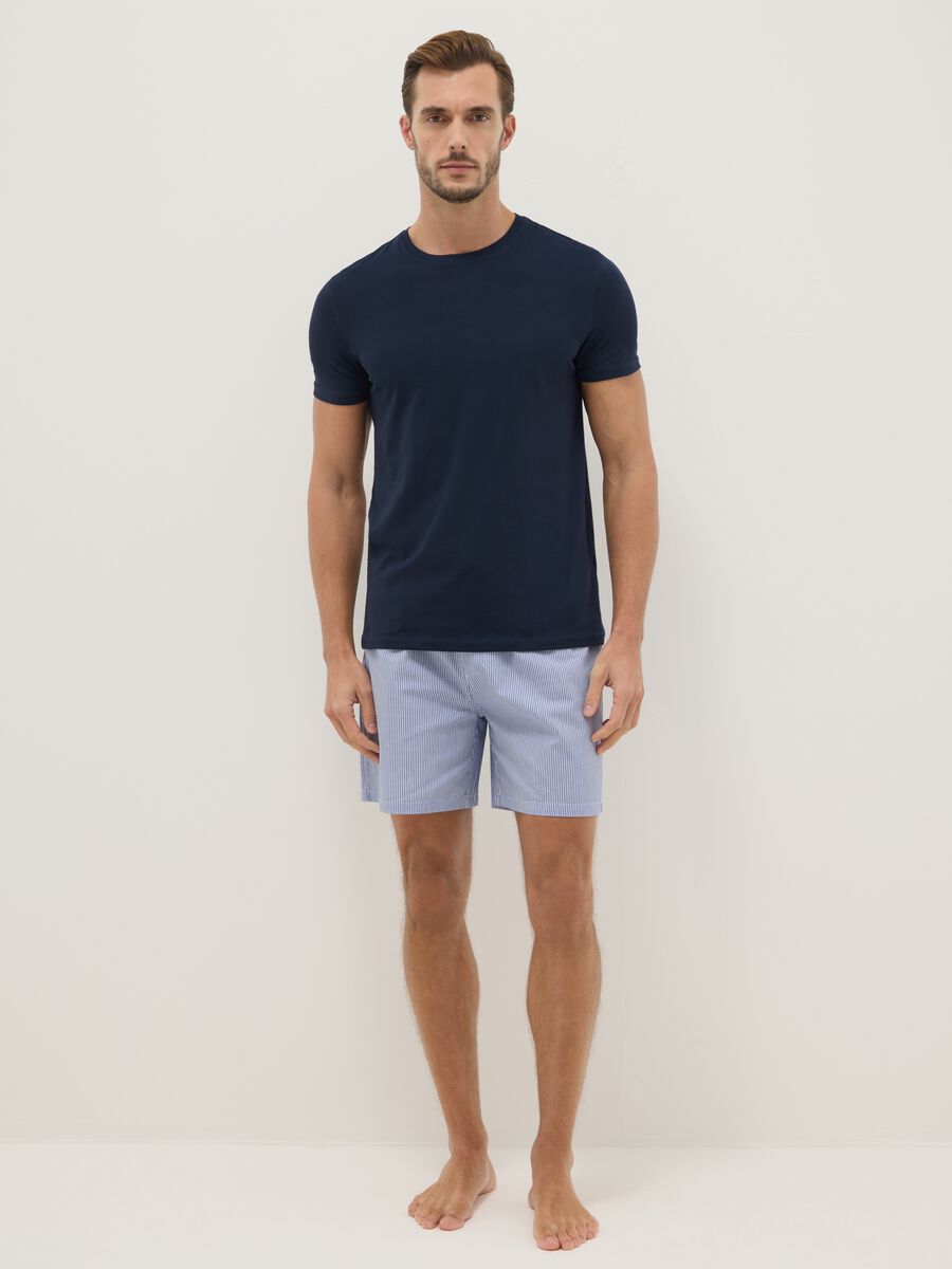 Pure cotton multicolour striped regular fit pyjama shorts_0