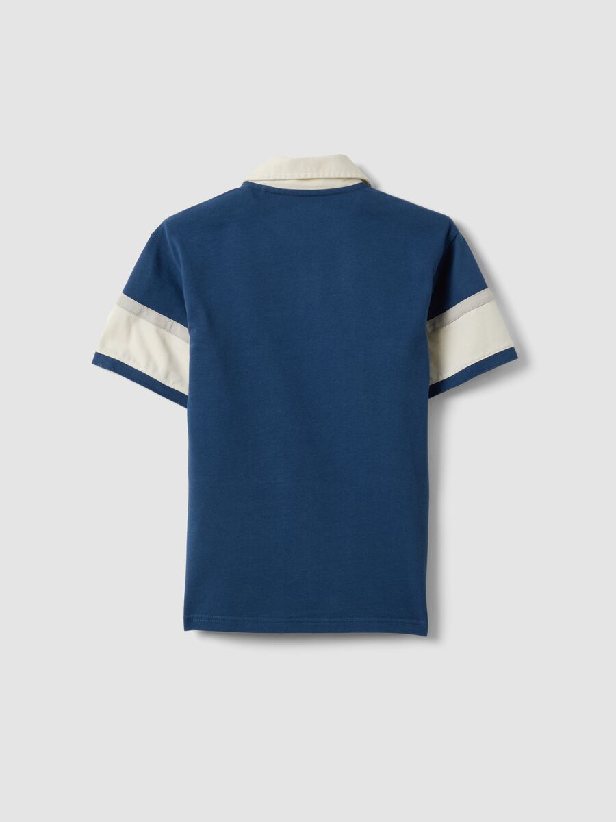 Blue pure cotton short-sleeve polo shirt_4