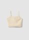 Girls' slim fit beige short top in linen and cotton blend_3