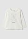 White pure organic cotton T-shirt with teddy bear print for baby girl_0