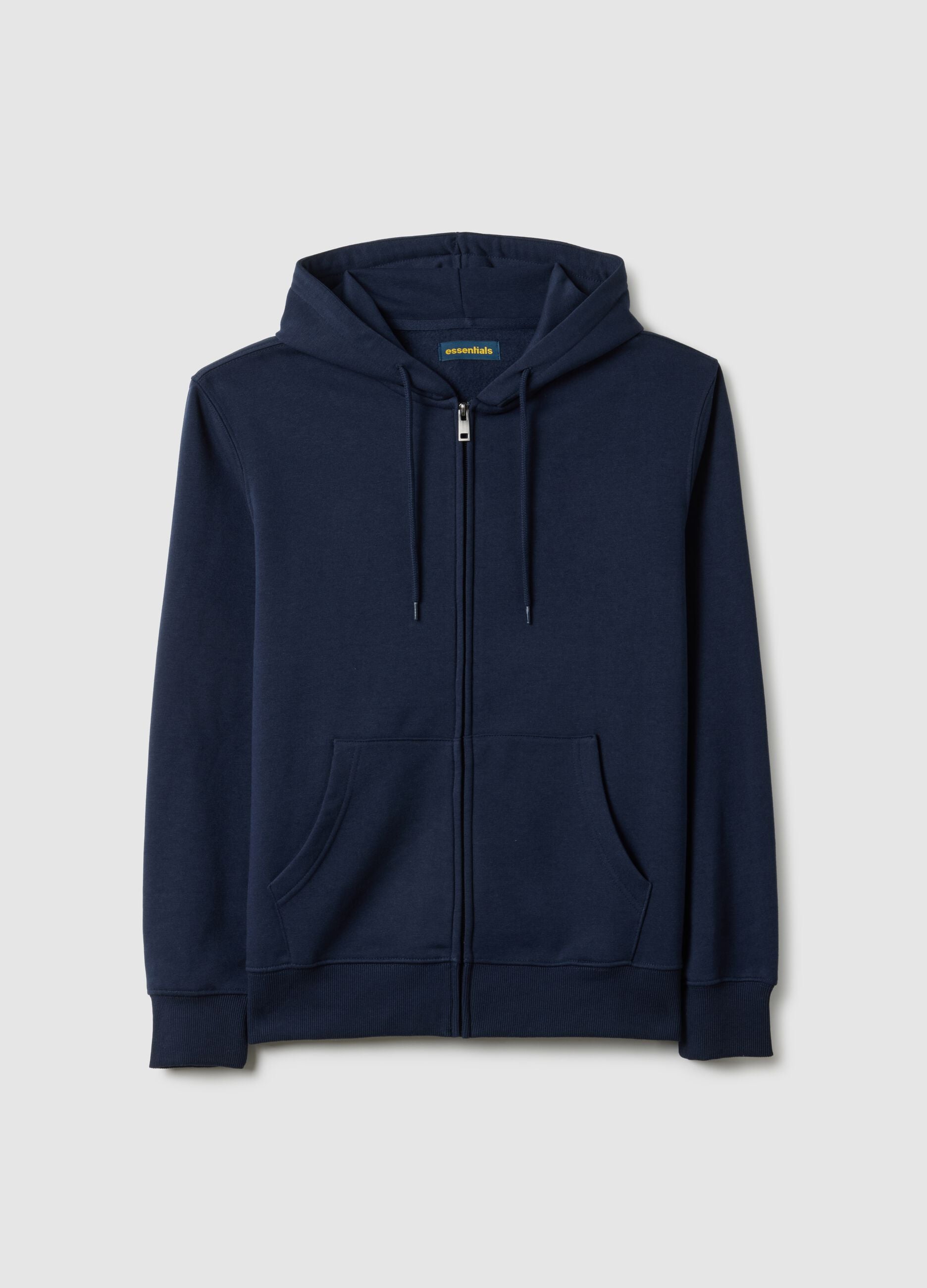 Blue regular fit cotton-blend hoodie with zip
