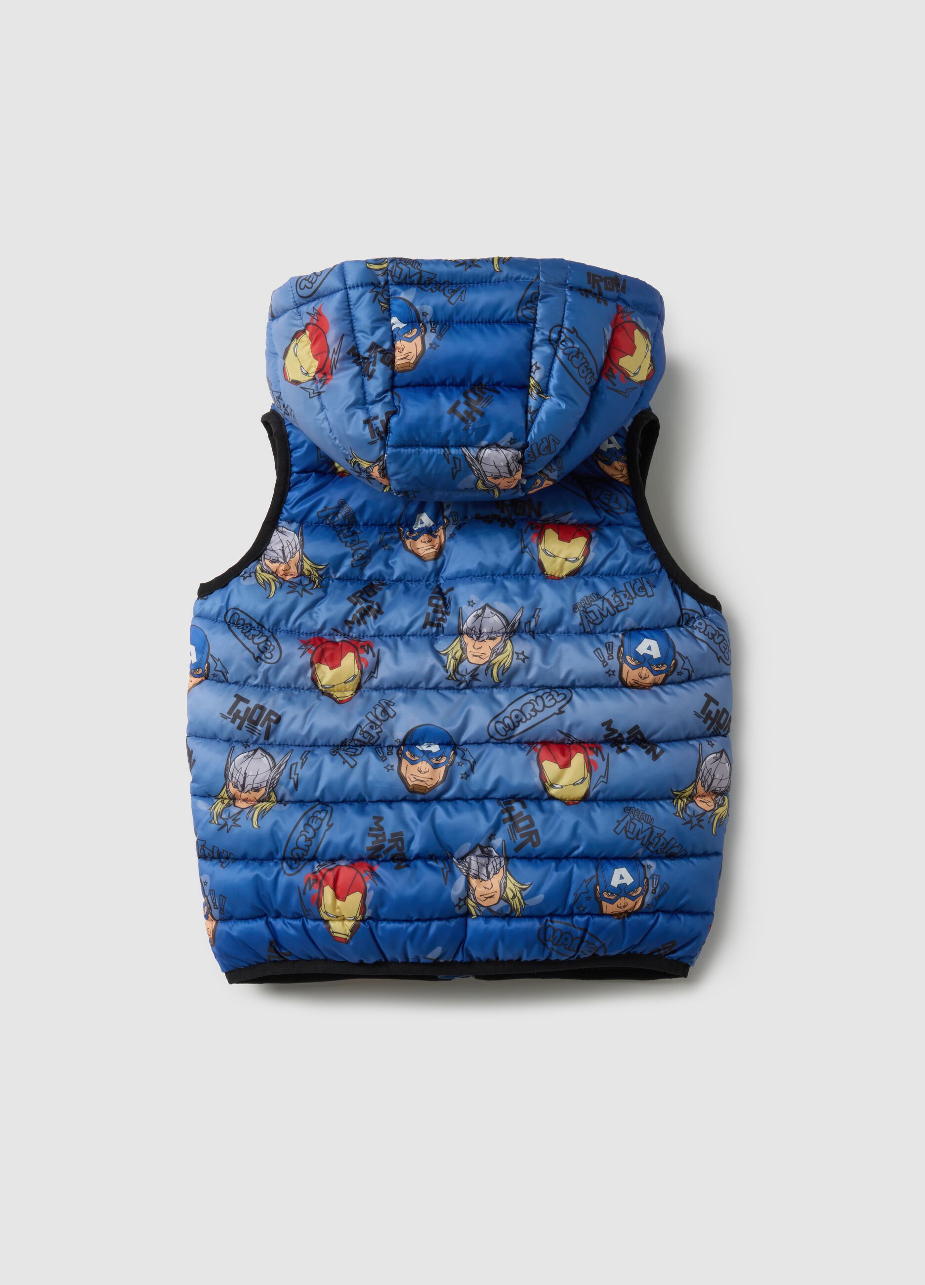Child's multicolour padded waistcoat with regular fit, prints and zip