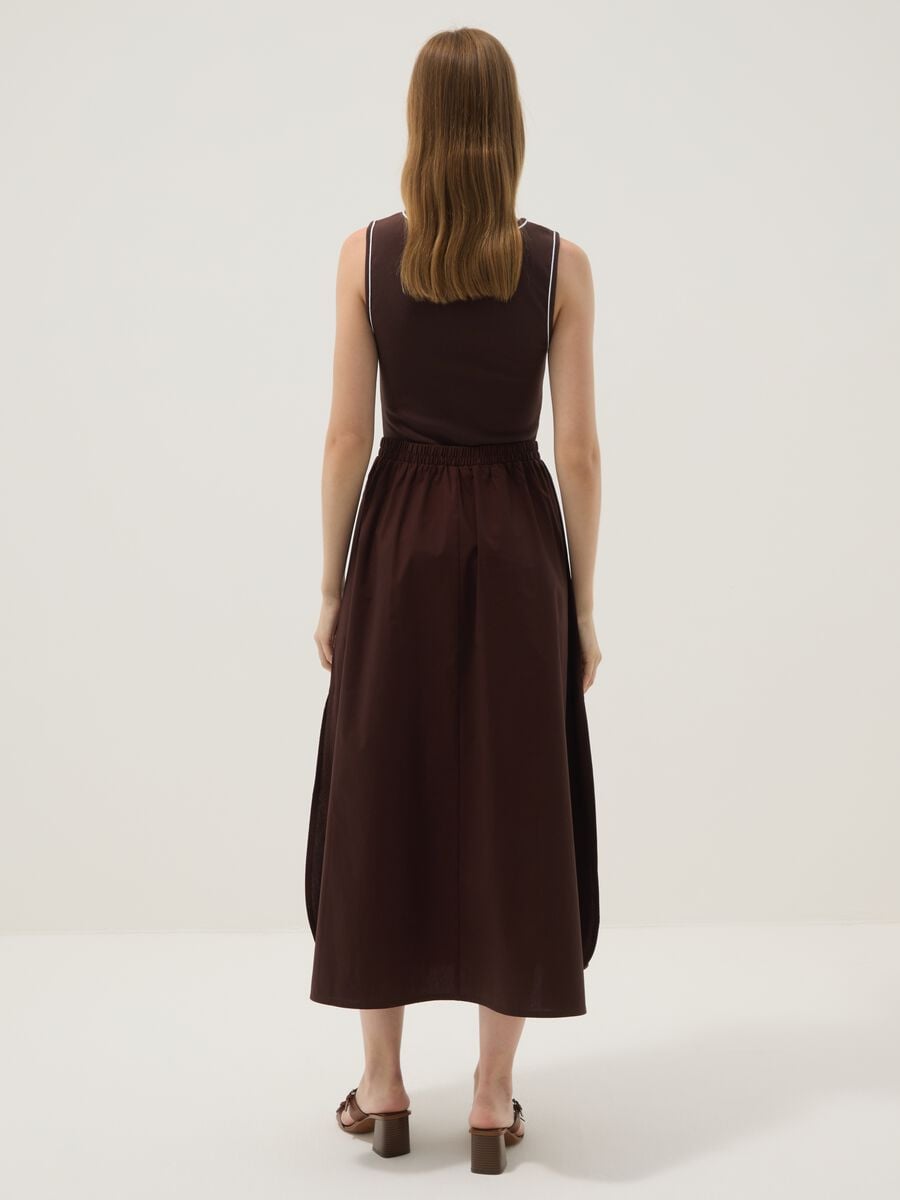 Brown sleeveless stretch cotton dress, regular fit_2