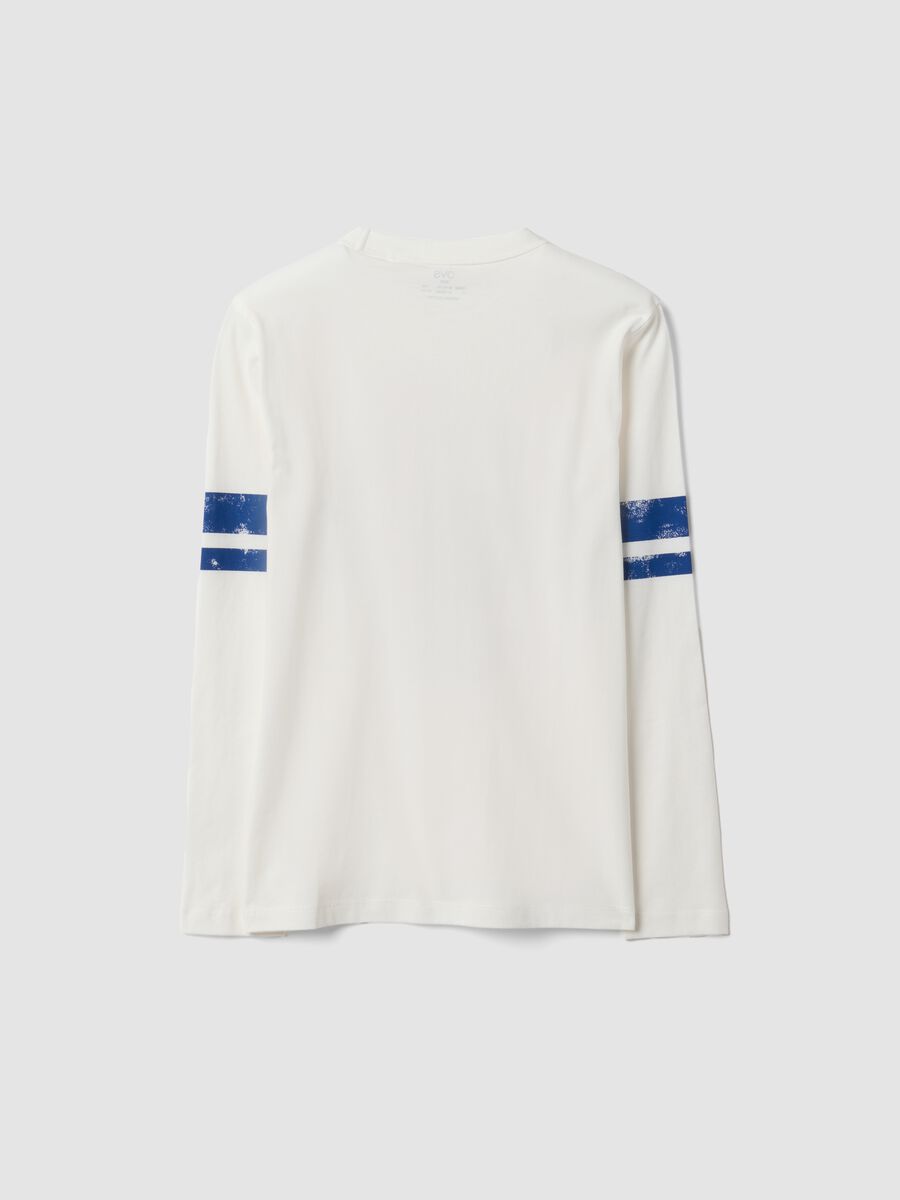 T-shirt bianca in puro cotone organico con stampa college per ragazzo_1