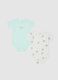 Multicolour newborn bodysuit twin pack in pure cotton with prints_0