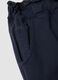 Blue stretch cotton paper bag trousers, regular fit_5