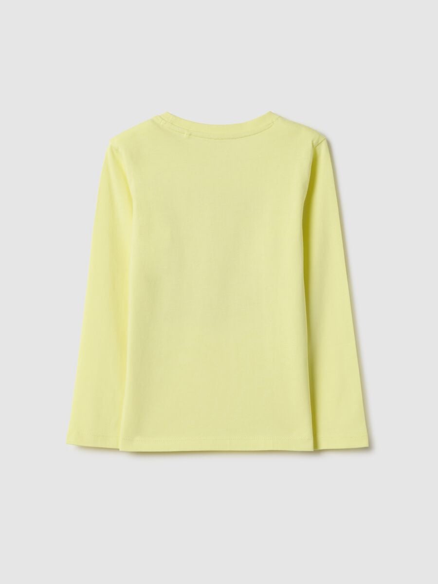 Girls' regular fit yellow pure cotton t-shirt with print_1
