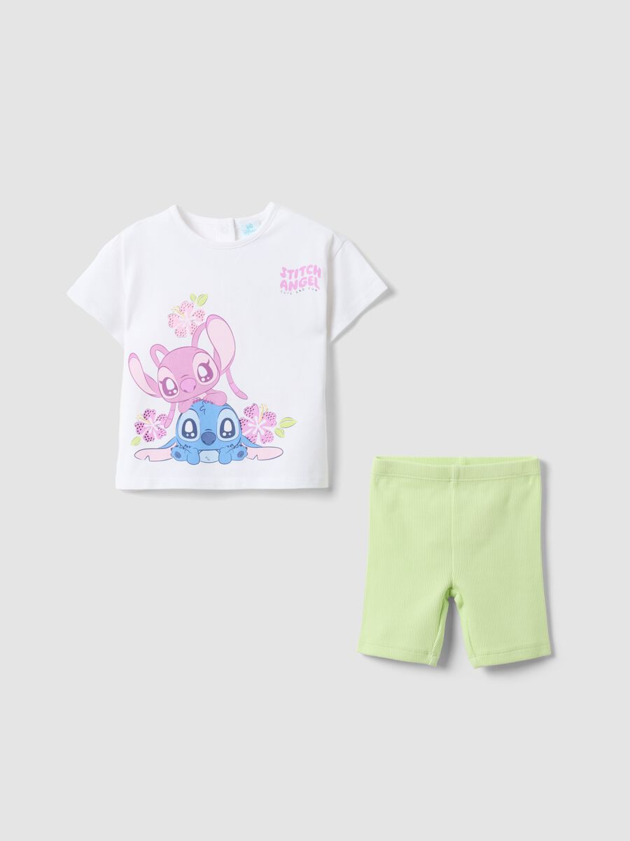 Multicoloured stretch-cotton set for baby girl with Stitch print_0