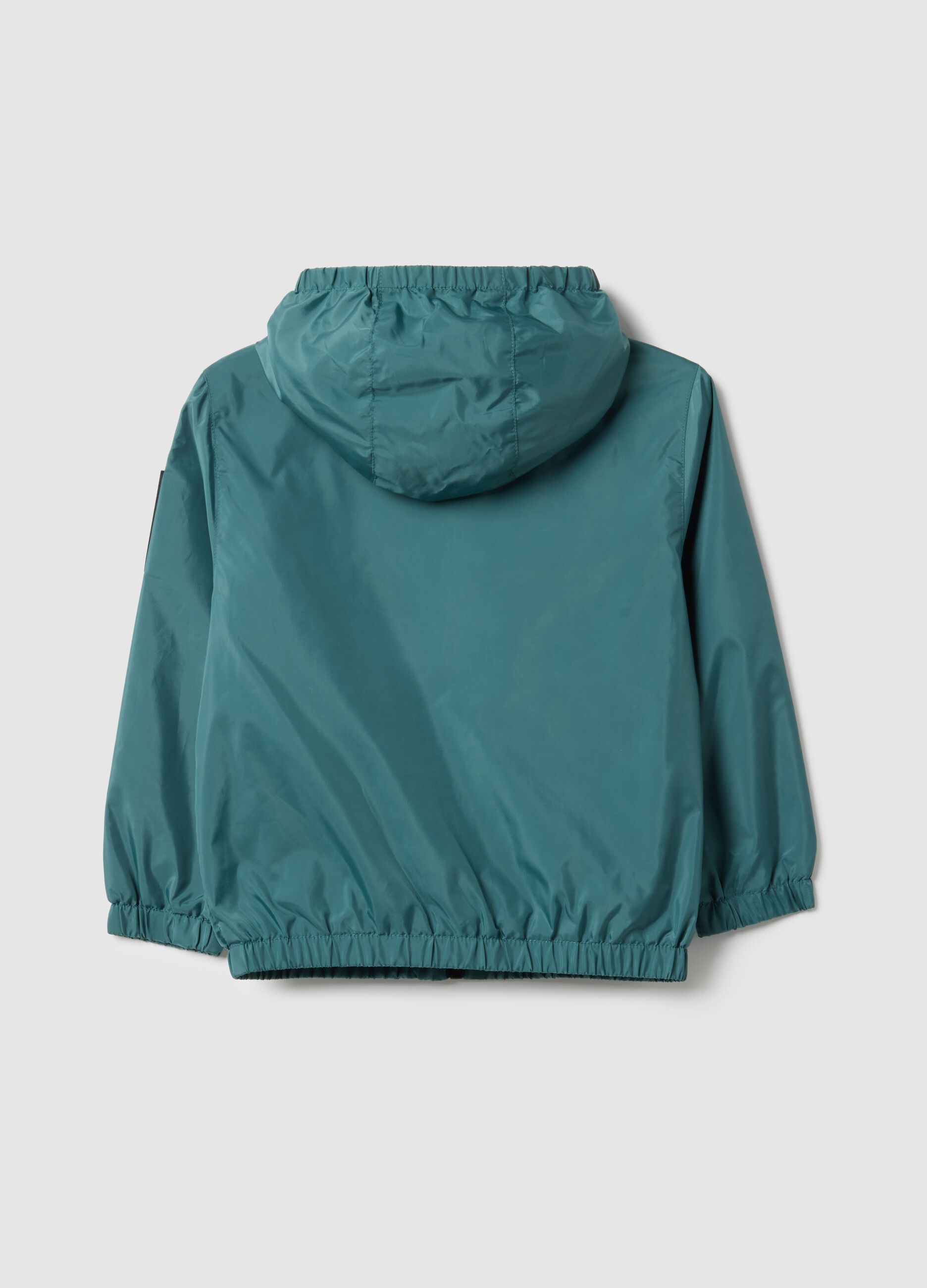 Boys' regular fit blue jacket with zip and hood