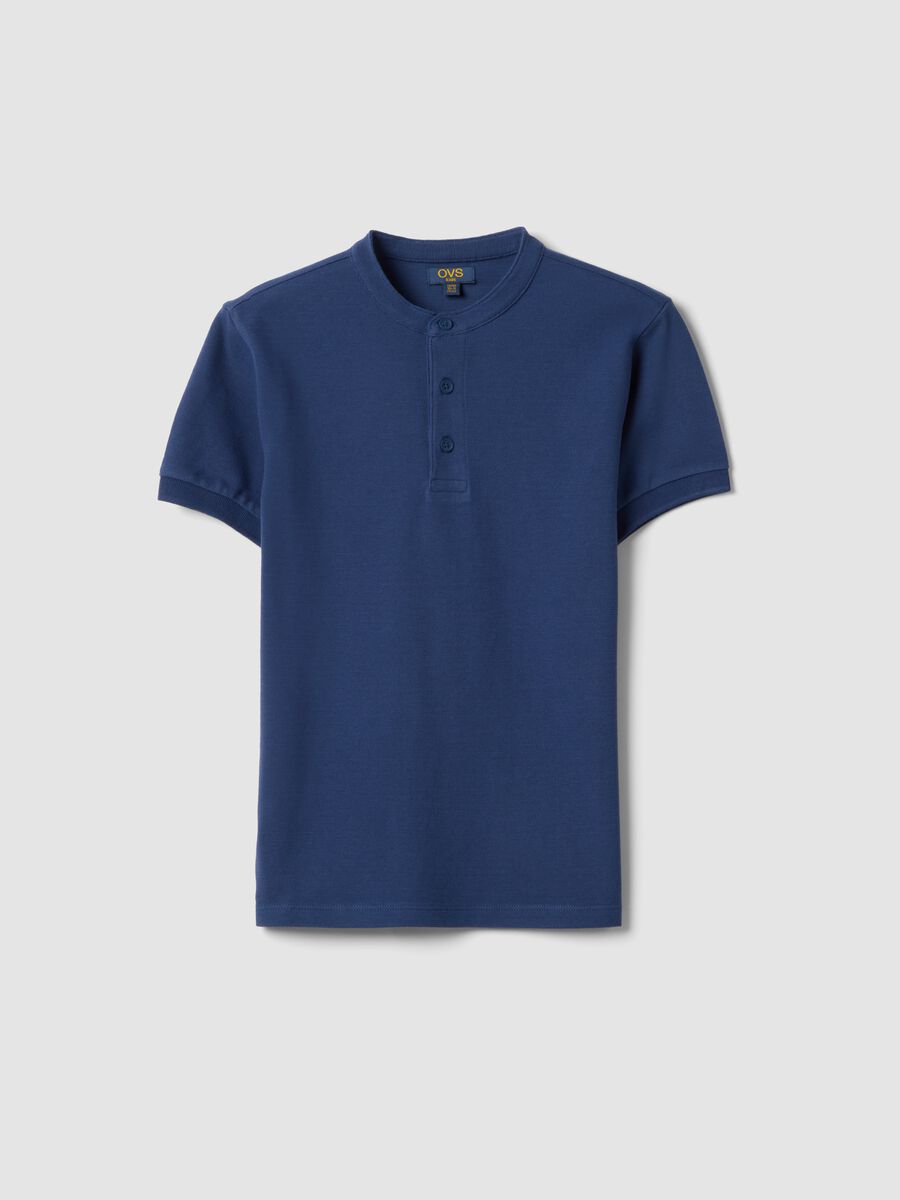 Boys' blue pure cotton regular-fit polo with Mandarin collar_3
