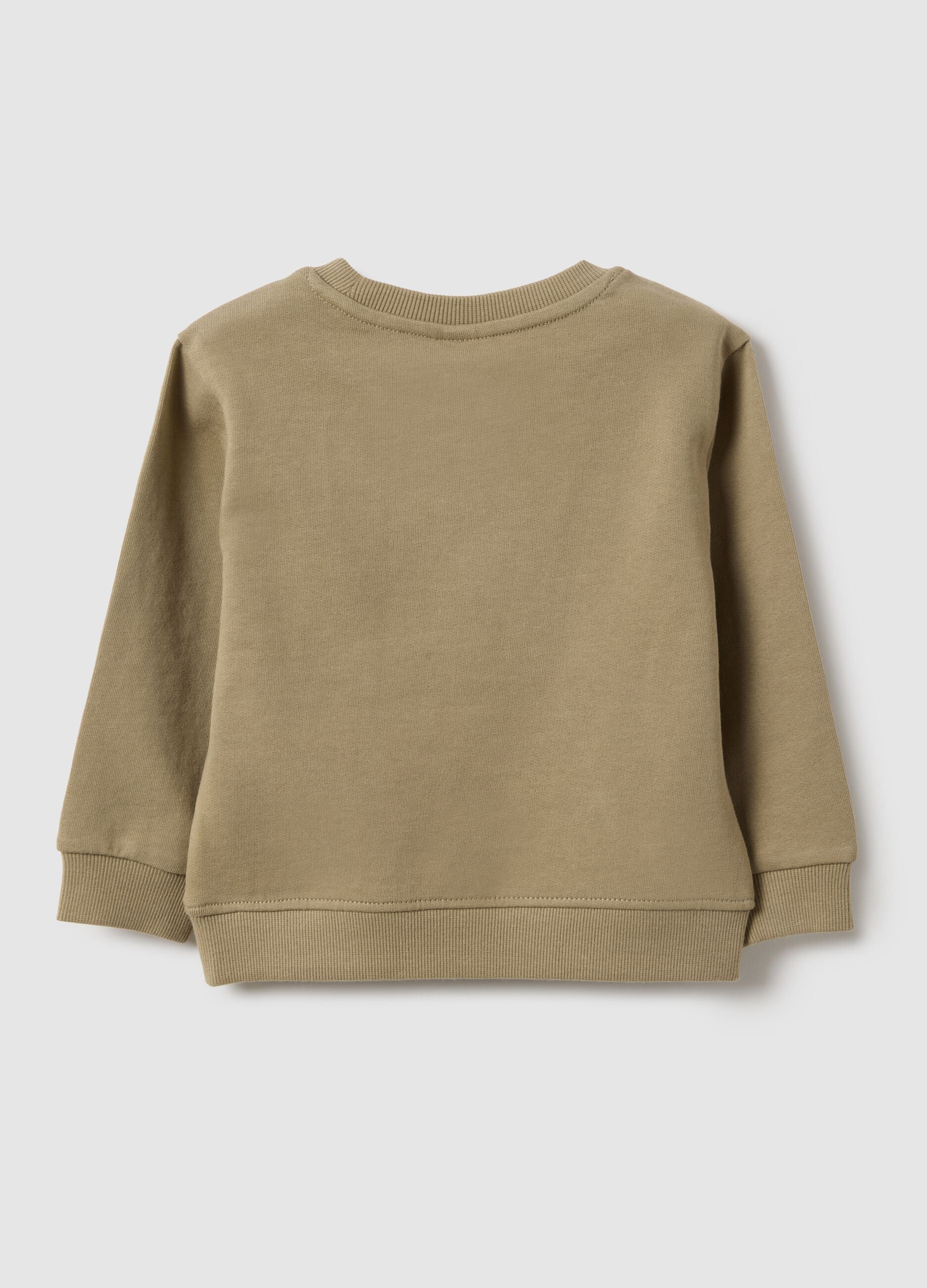 Beige pure cotton regular fit sweatshirt for kids with print