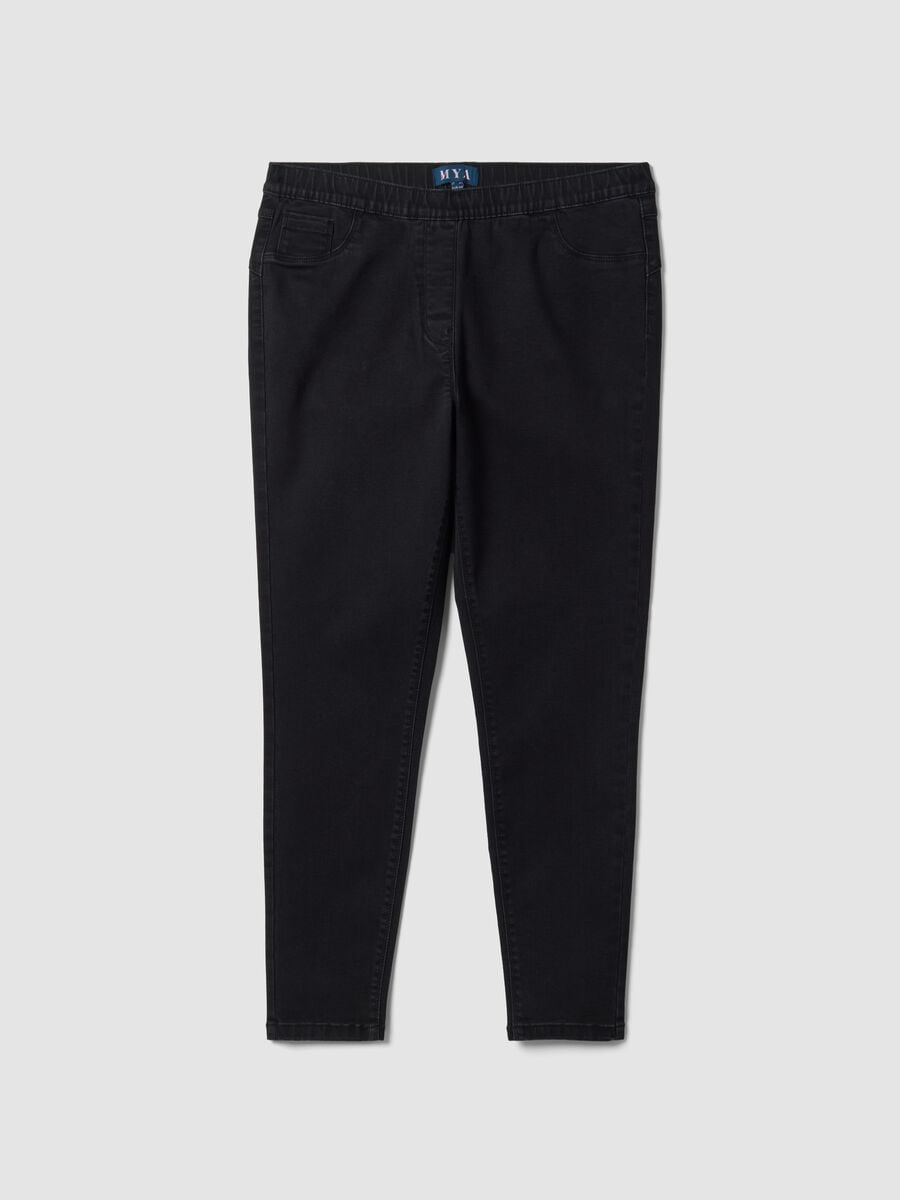 Jeggings neri skinny in cotone e viscosa elasticizzata_0