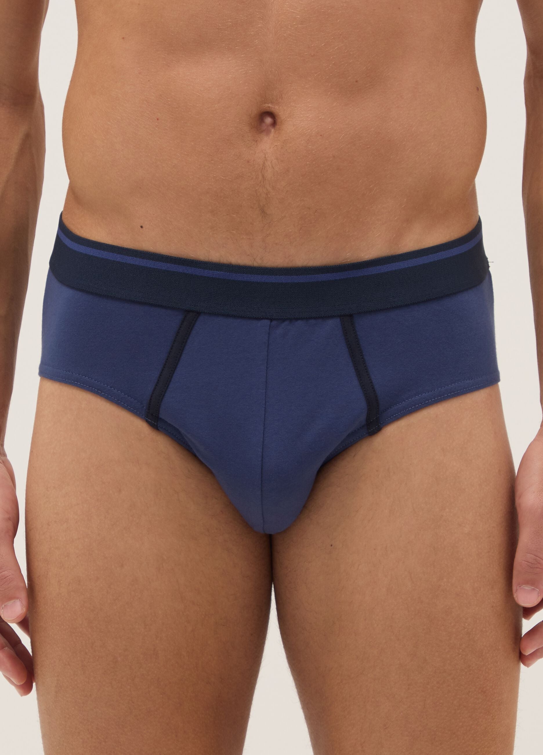 Tripack of blue stretch cotton briefs regular fit