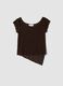 Brown cotton blend slim fit T-shirt with perforated design_4