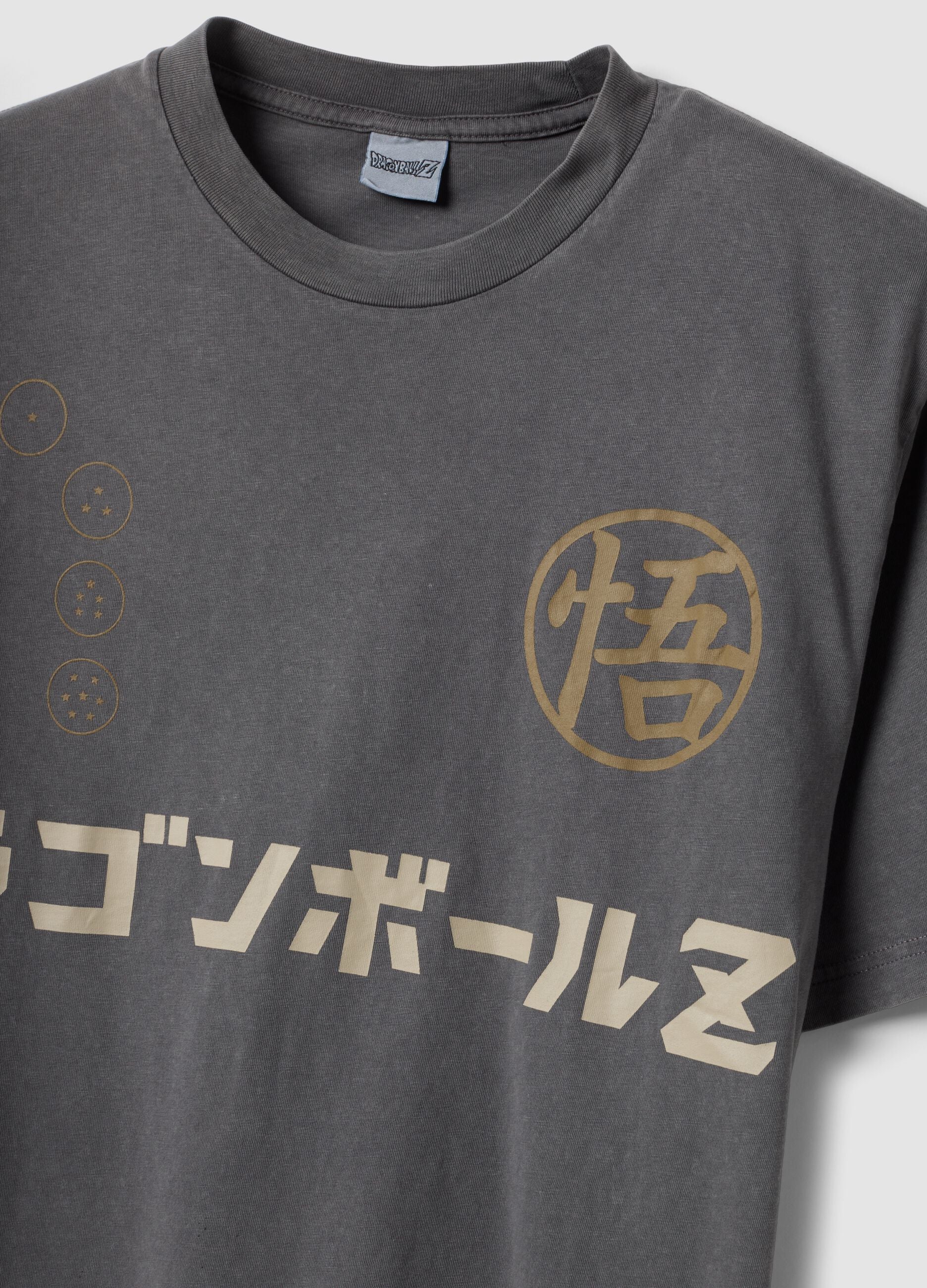 Grey pure cotton T-shirt with Dragon Ball prints, relaxed fit
