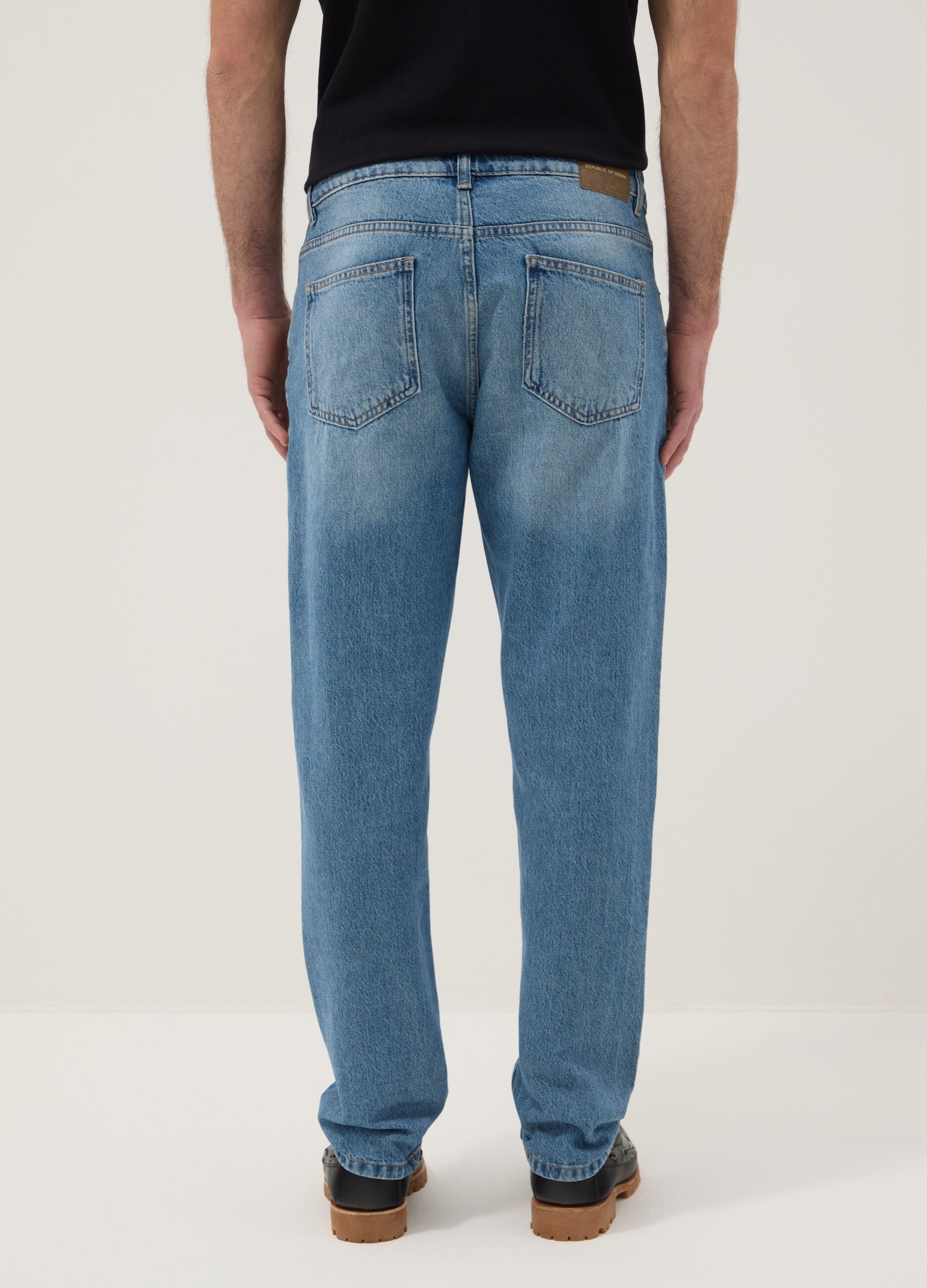 Pure Cotton Blue Denim Regular Fit Jeans