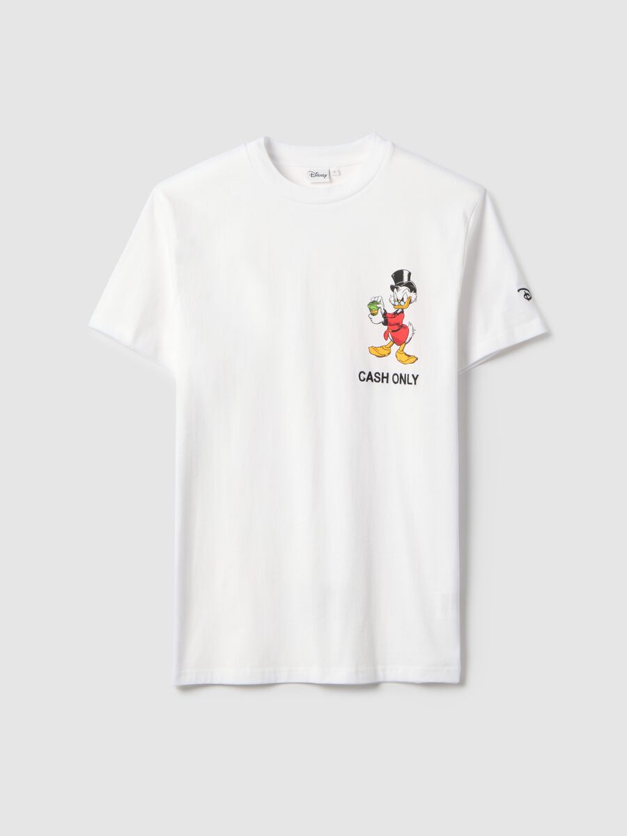 White regular fit pure cotton T-shirt with print_4