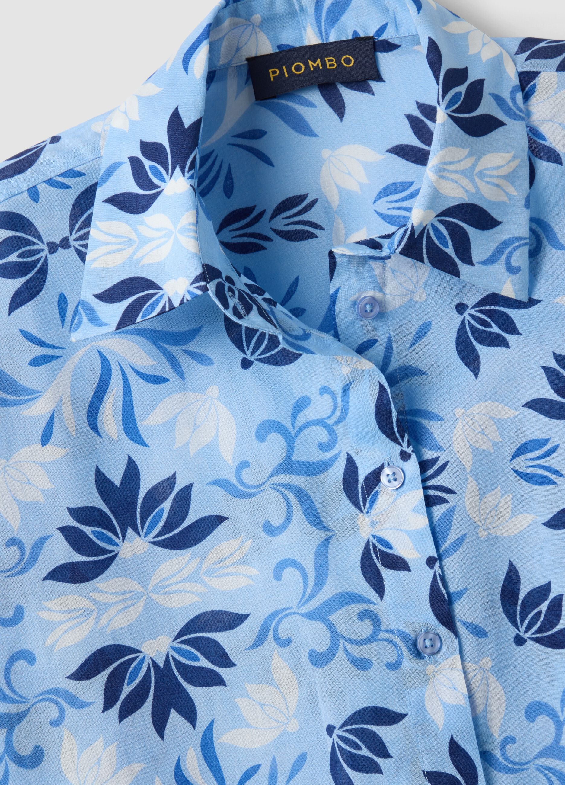 Light Blue Short-Sleeve Pure Cotton Shirt