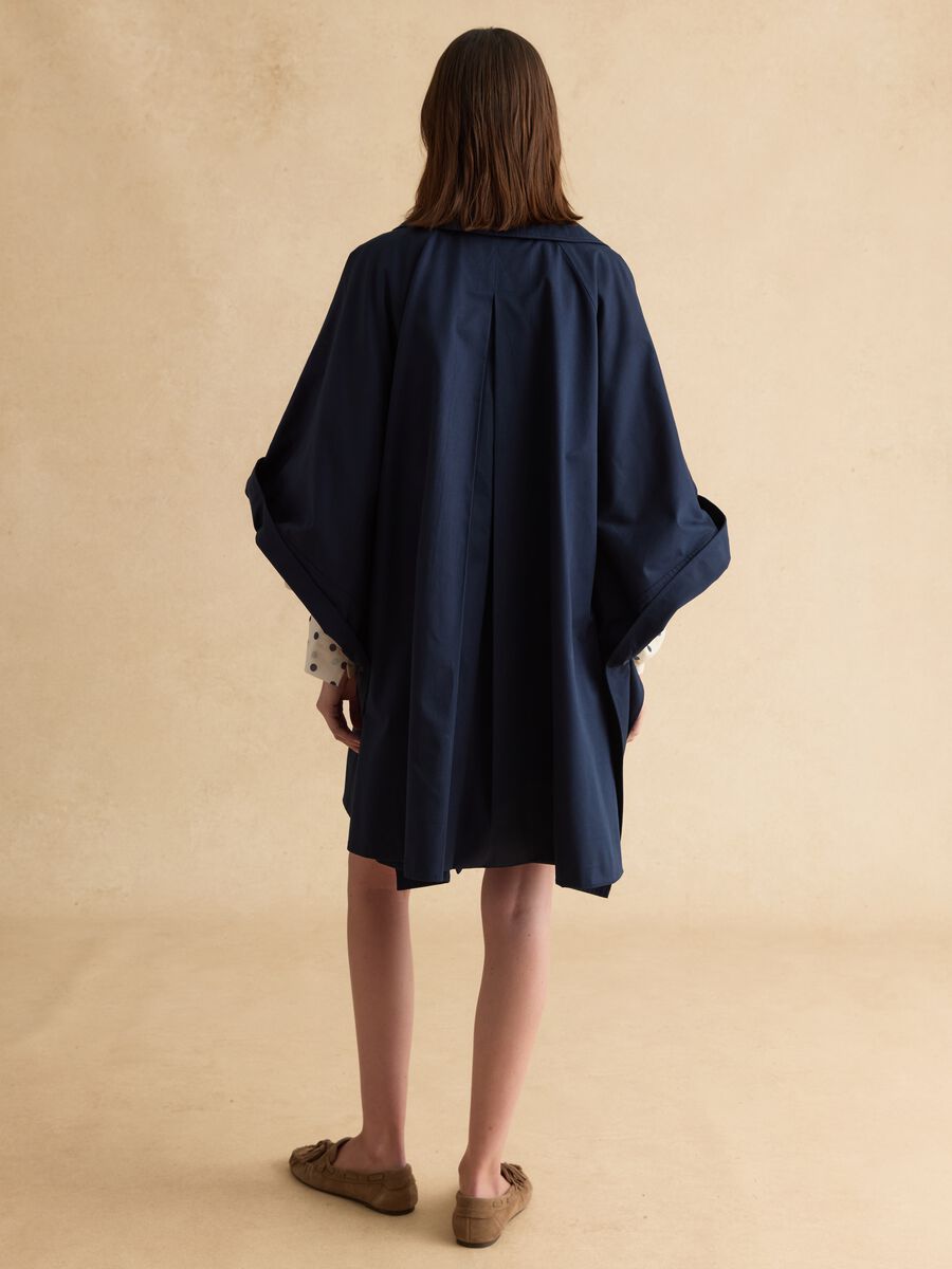 Cappotto lungo in misto cotone blu oversize fit_2
