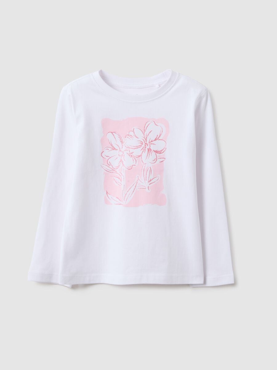 Girls' regular fit white pure cotton t-shirt with print_0