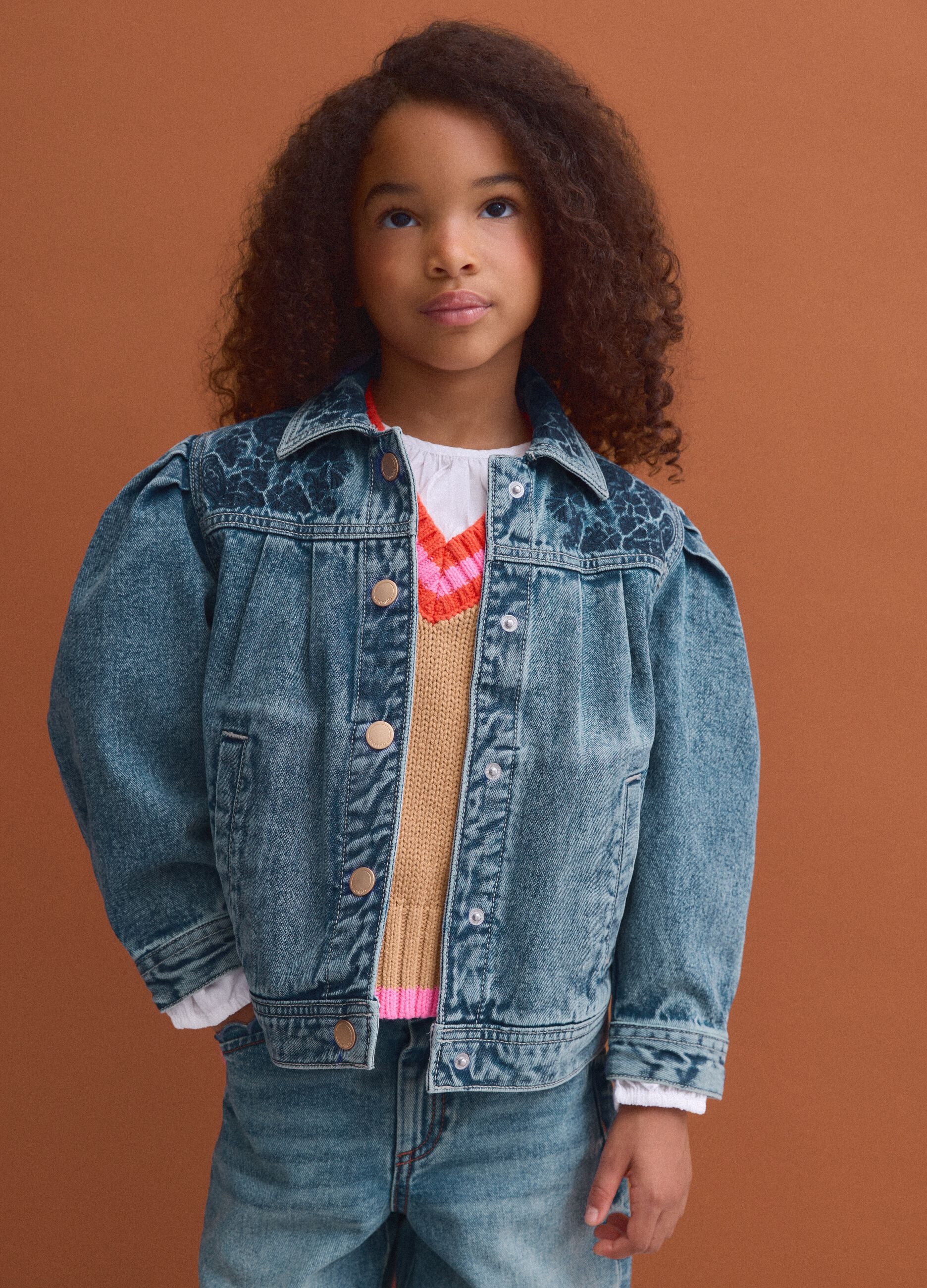 Blue pure cotton jacket with buttons for girls
