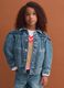 Blue pure cotton jacket with buttons for girls_0