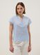 Light blue pure cotton regular fit deep V shirt with transparency_0