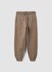 Beige organic cotton comfort-fit joggers for boys_0