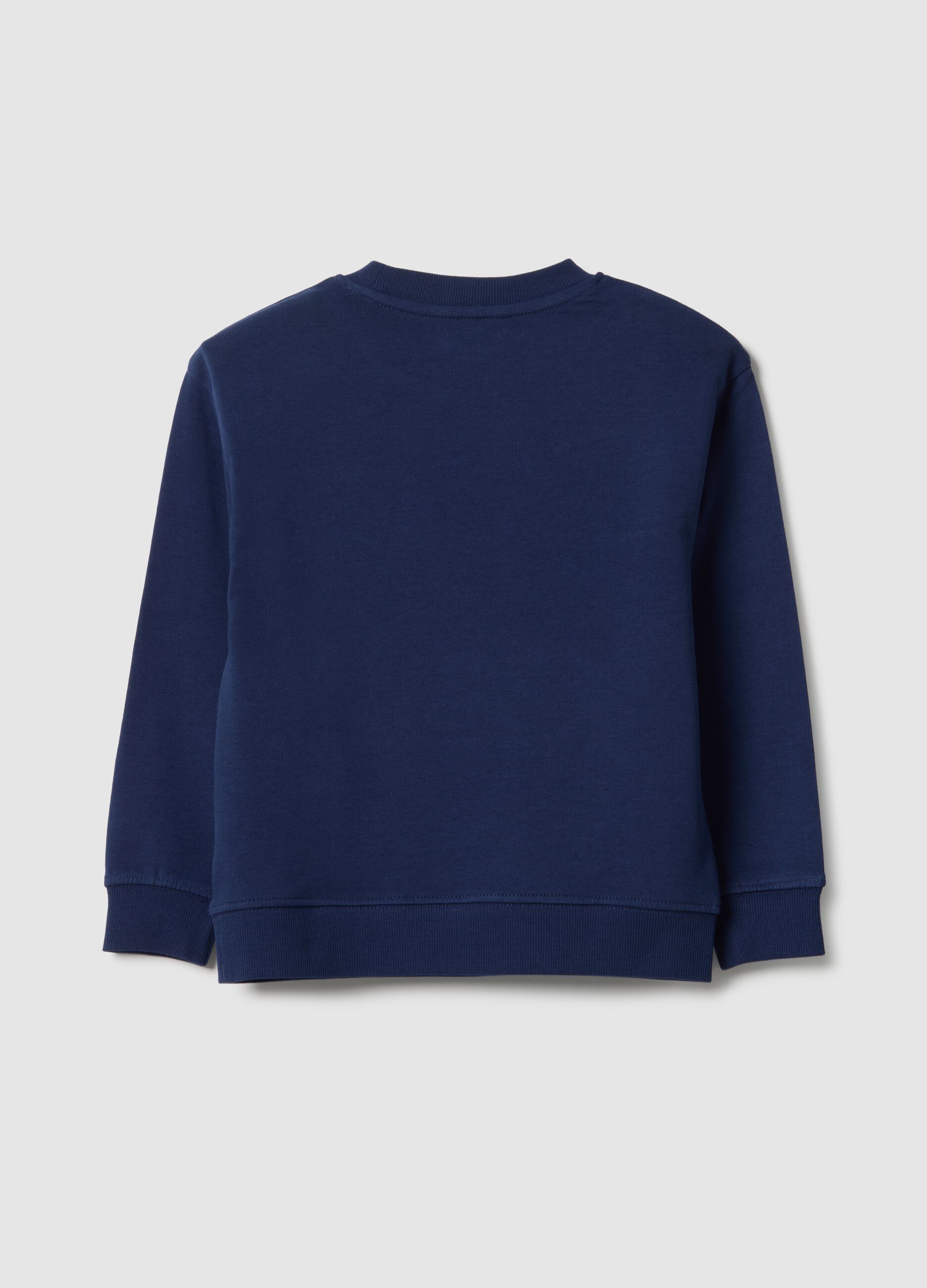 Blue kids' crew neck sweatshirt in pure cotton with relaxed fit