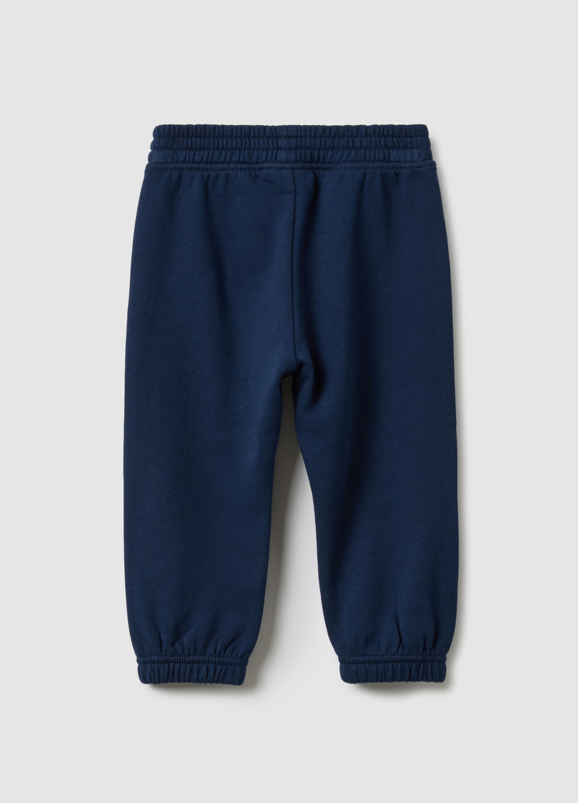 Girl's Blue Cotton Jogger Trousers with Regular Fit