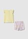 Multicoloured pure cotton baby pyjamas with ruffled sleeves_1