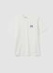White relaxed-fit pure cotton T-shirt with chest slogan_0