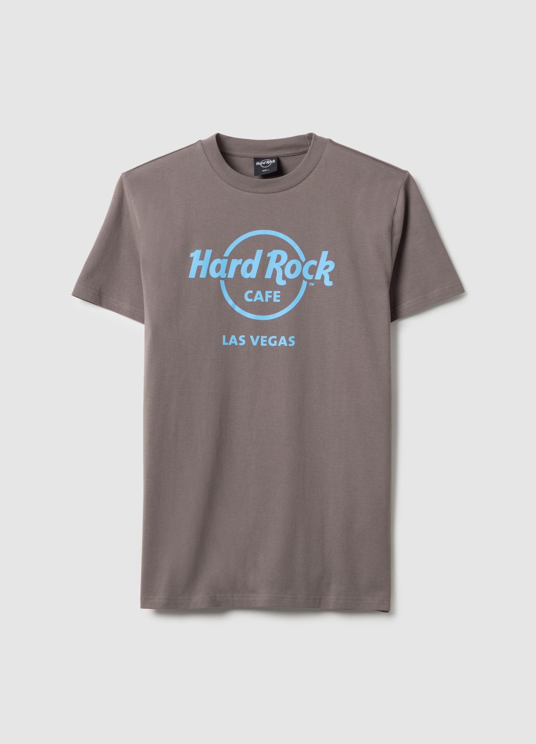 Grey regular fit pure cotton T-shirt with Hard Rock Cafe logo
