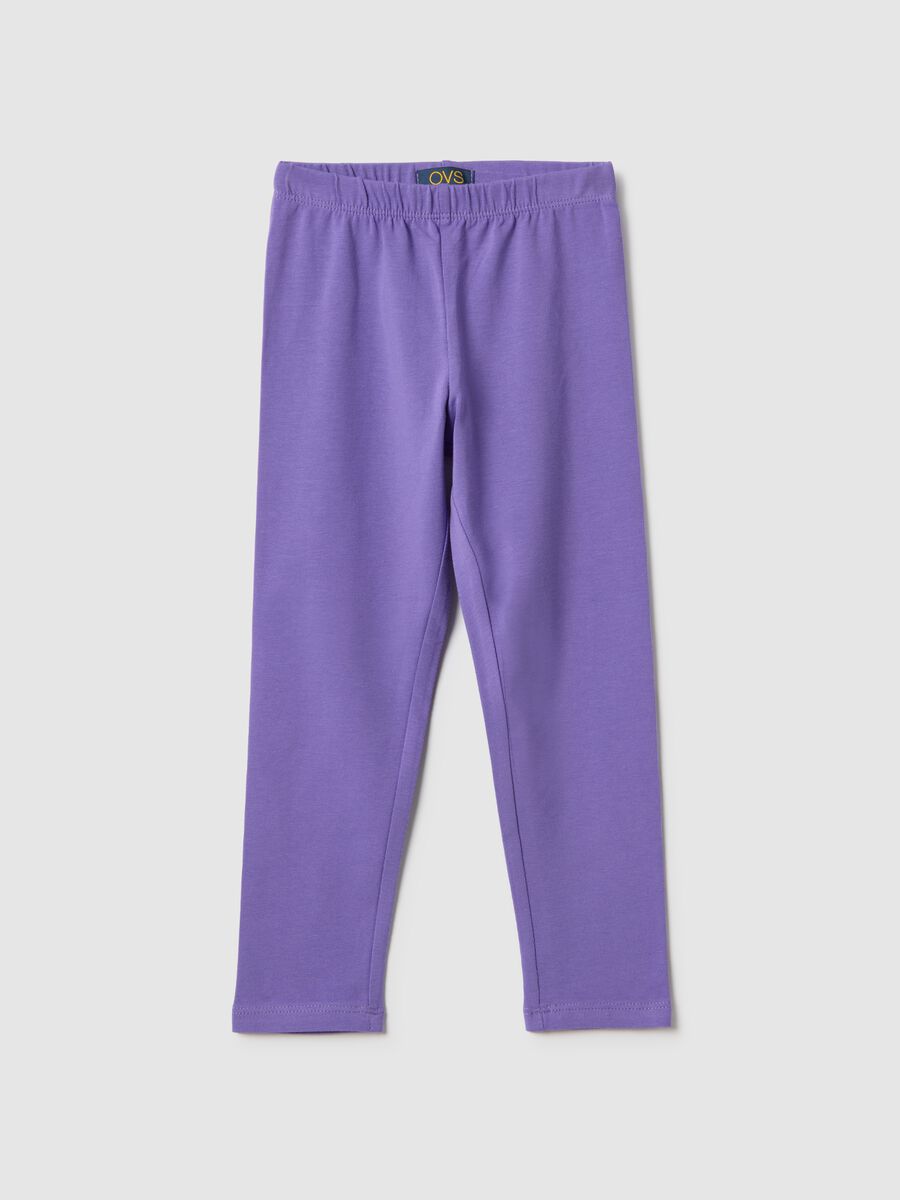 Girls' Violet Stretch Cotton Slim Fit Leggings_0