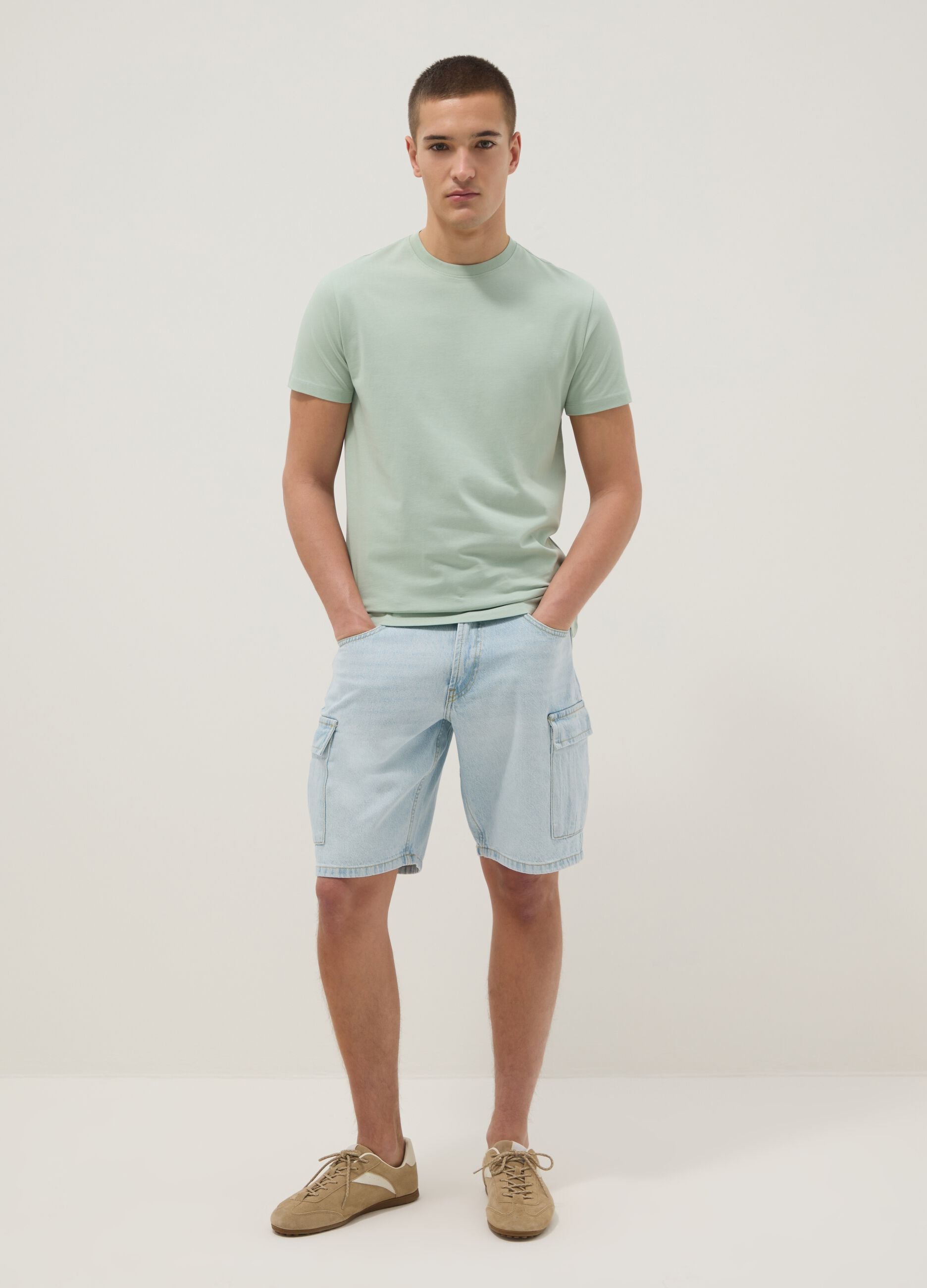 Green pure cotton short-sleeve T-shirt