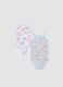 Twin pack of light blue organic cotton bodysuits with floral print_0