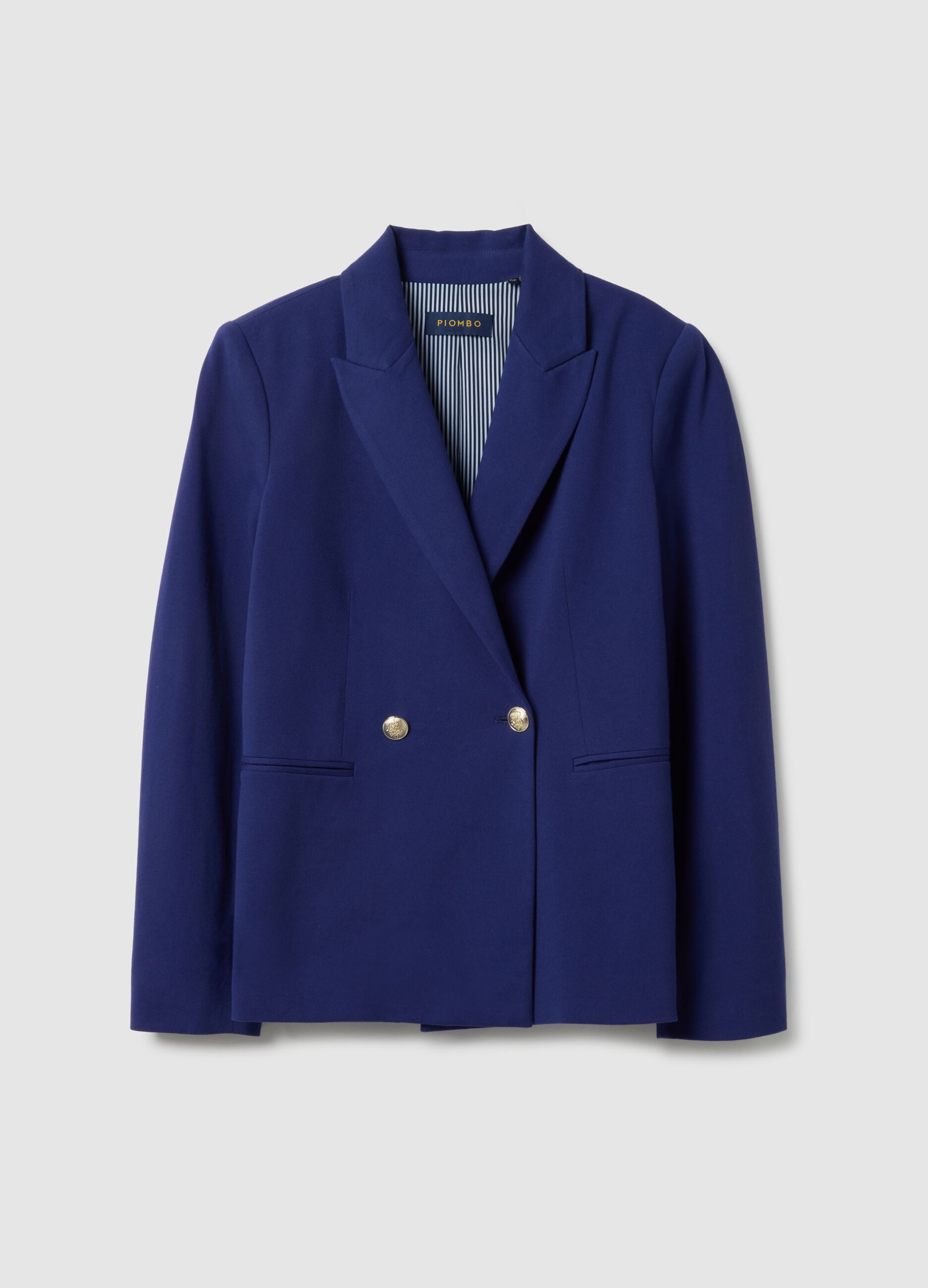 Blue Cotton Stretch Regular Fit Blazer