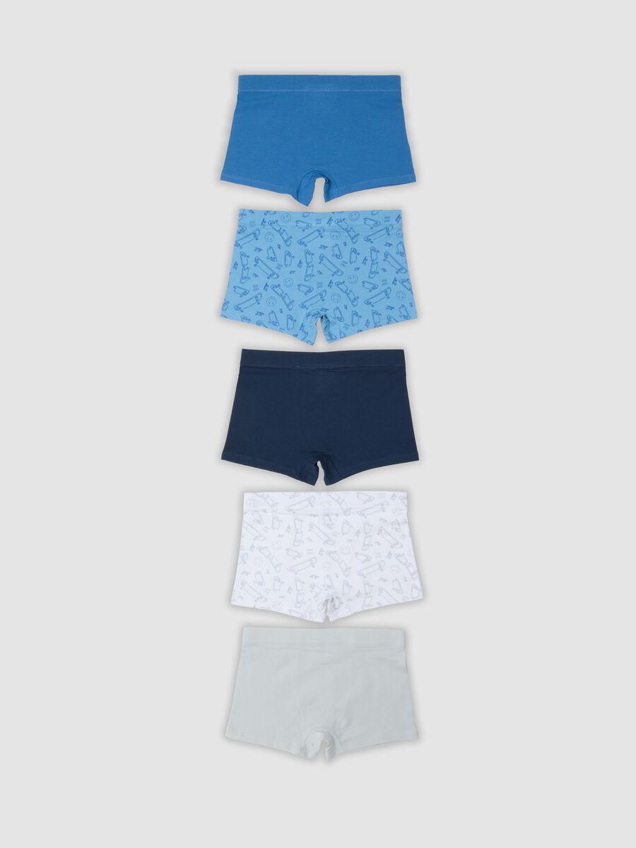 Pack of five multicolour midi boxer shorts in stretch organic cotton_1
