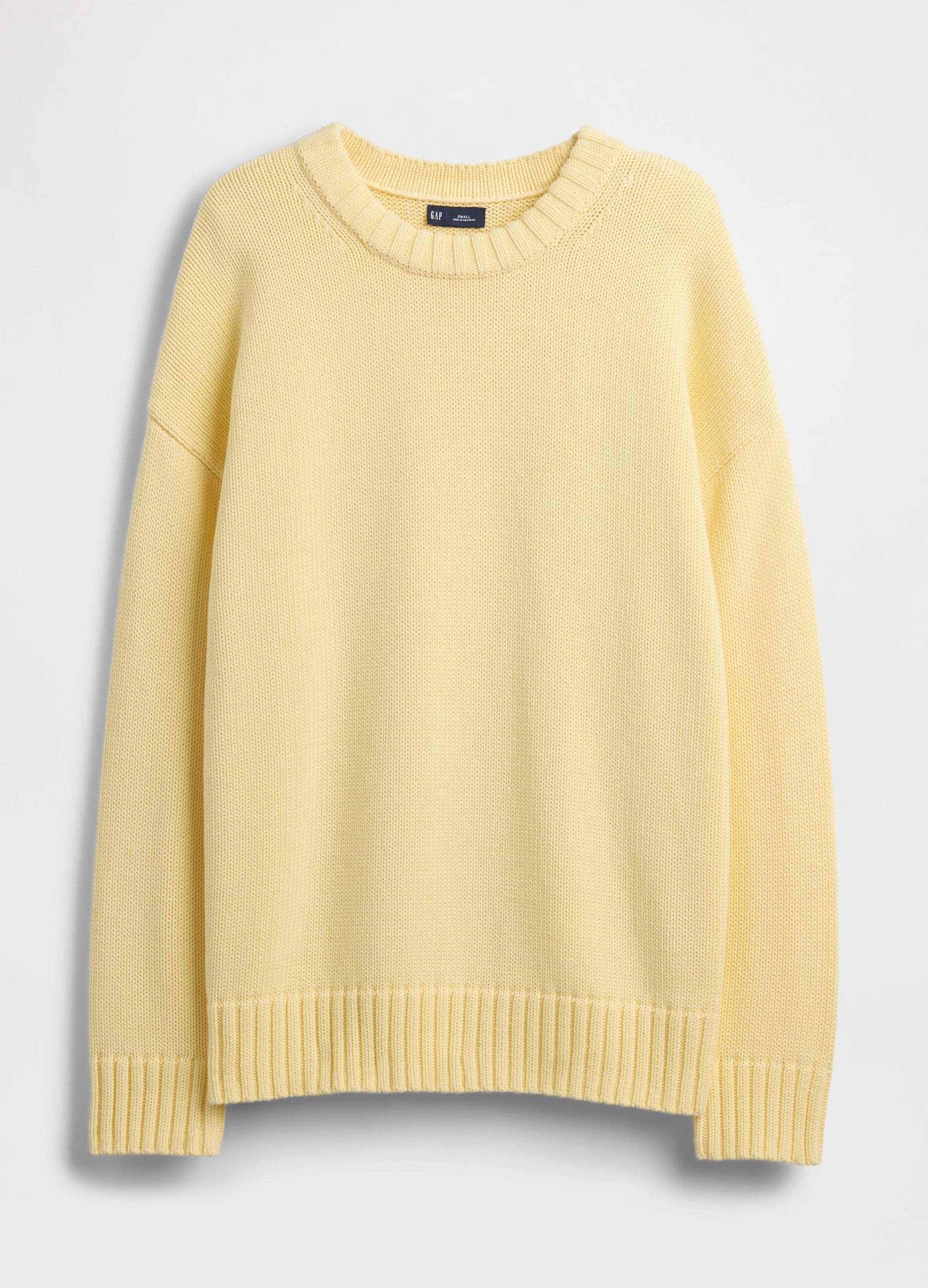 Yellow crew neck jumper in pure cotton regular fit