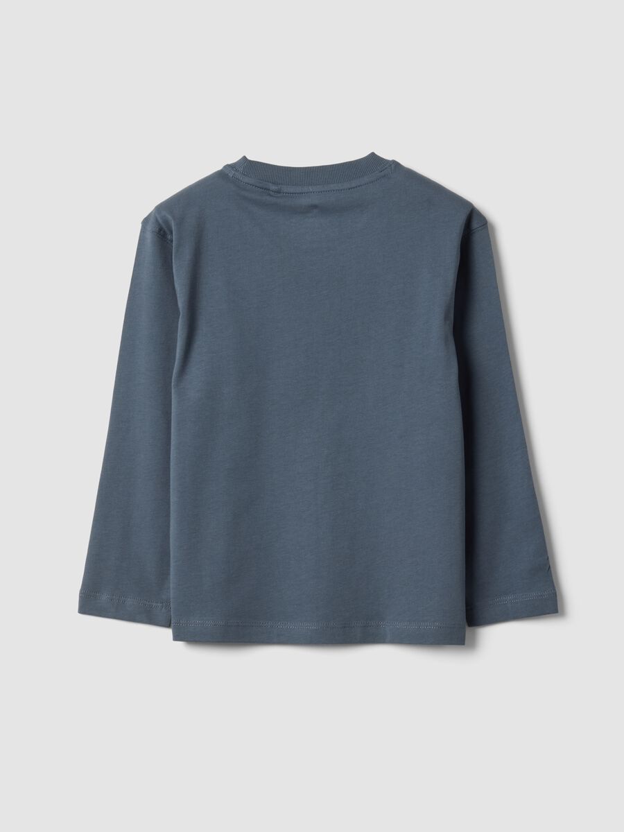 Grey oversized pure cotton T-shirt with skate print for boys_1