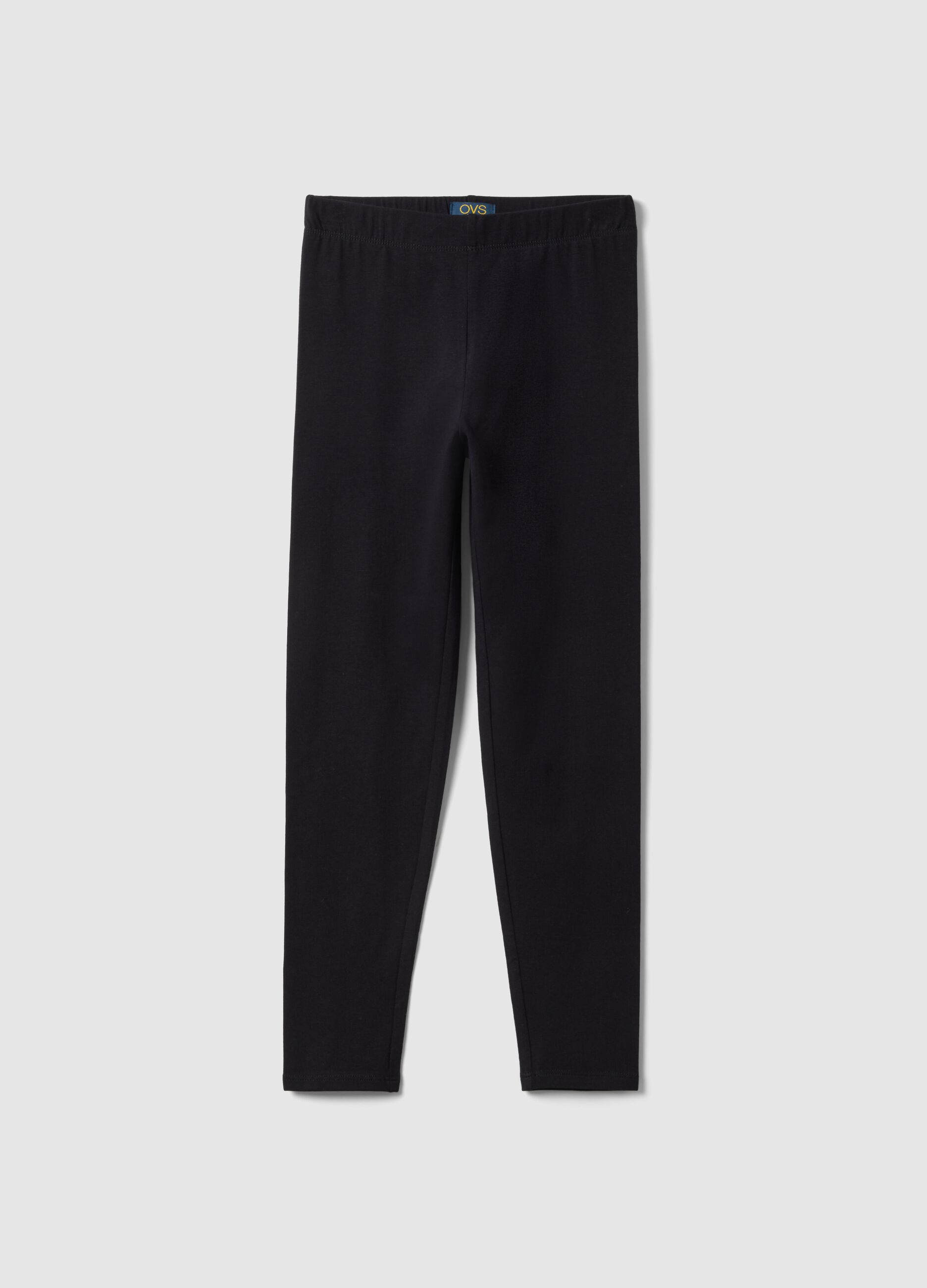 Girls' black stretch cotton slim fit leggings
