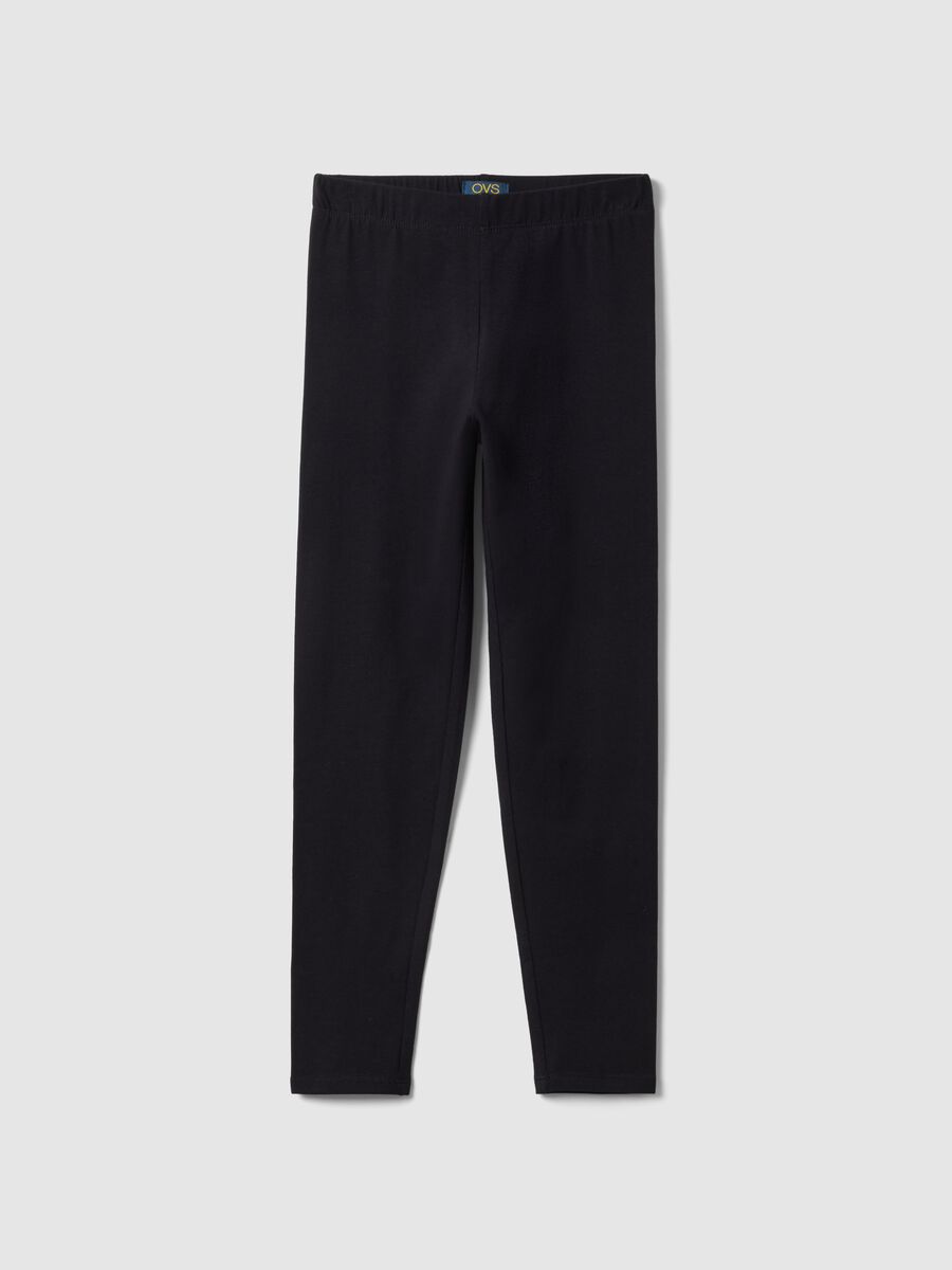 Girls' black stretch cotton slim fit leggings_3
