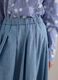 Long light blue skirt in pure cotton with pleats_3
