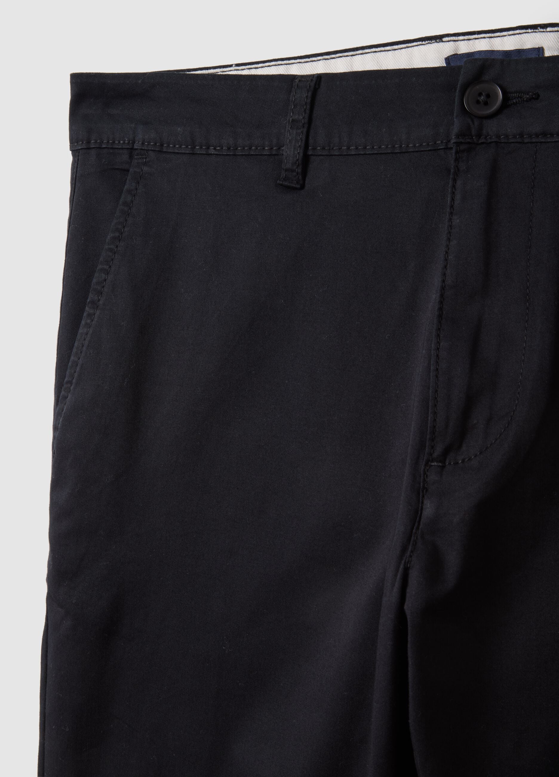 Black Stretch Cotton Slim Fit Chino Trousers
