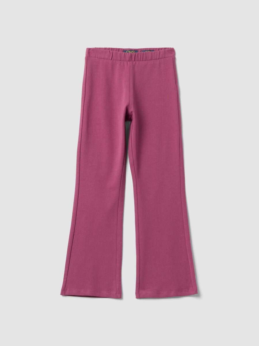 Pink cotton-stretch flared leggings_0
