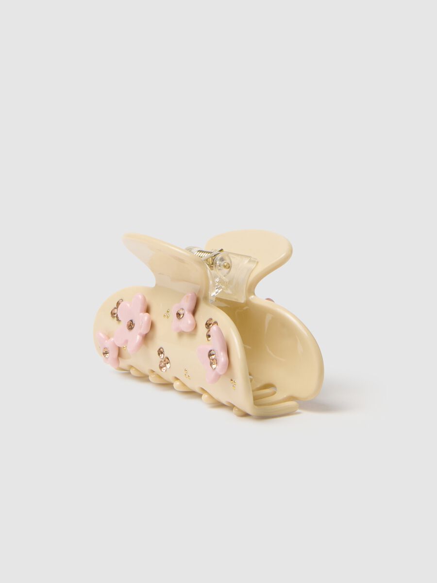Pink Hair Clip with White Flower_2