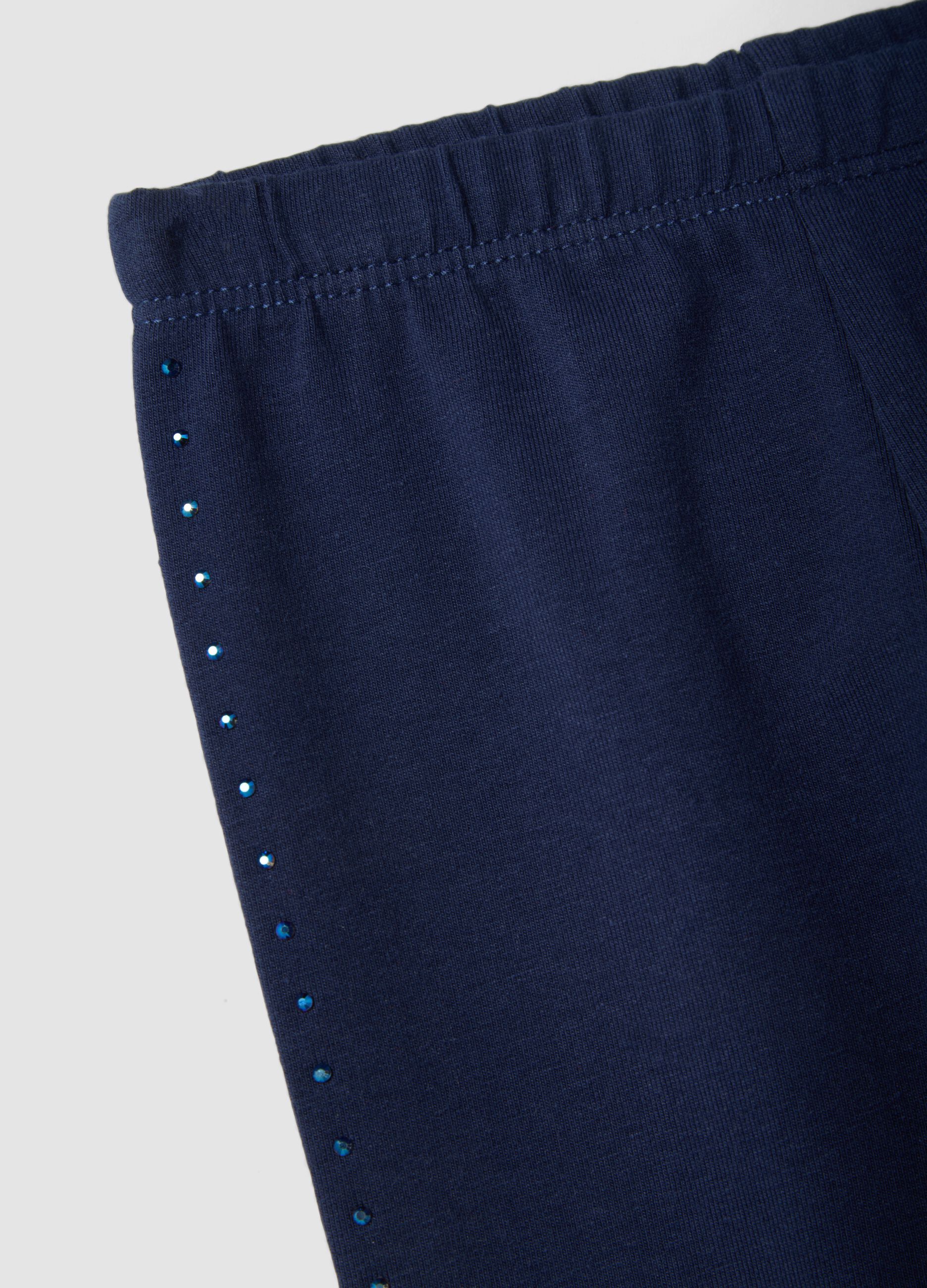 Girls' Slim Fit Blue Stretch Cotton Leggings