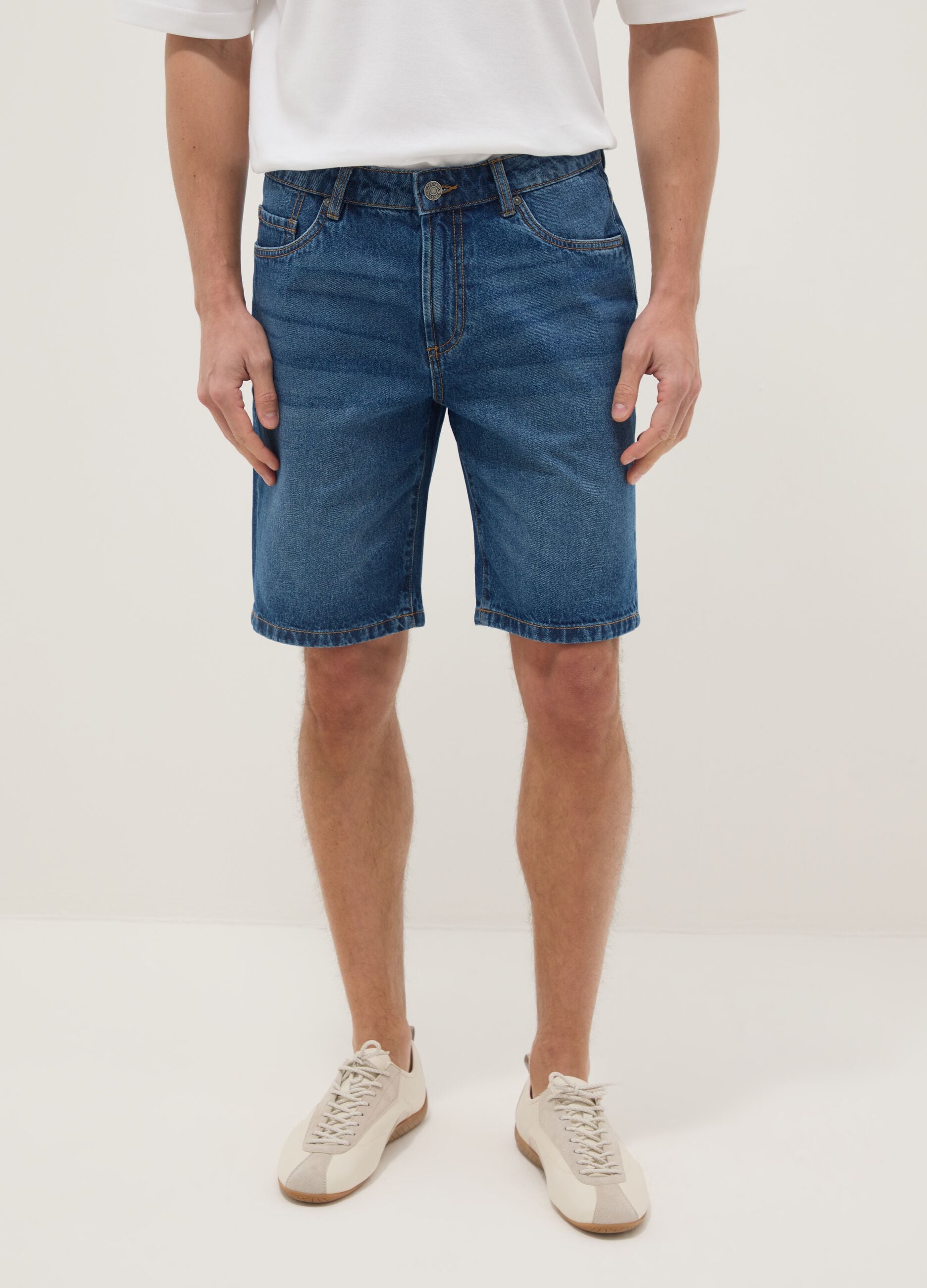 Blue denim Bermuda shorts in pure cotton, regular fit