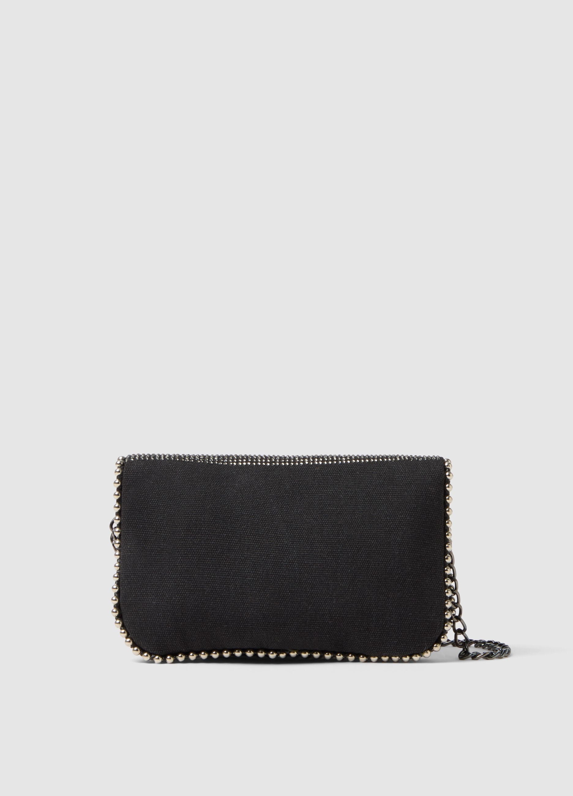 Black pouch with rhinestones for girls